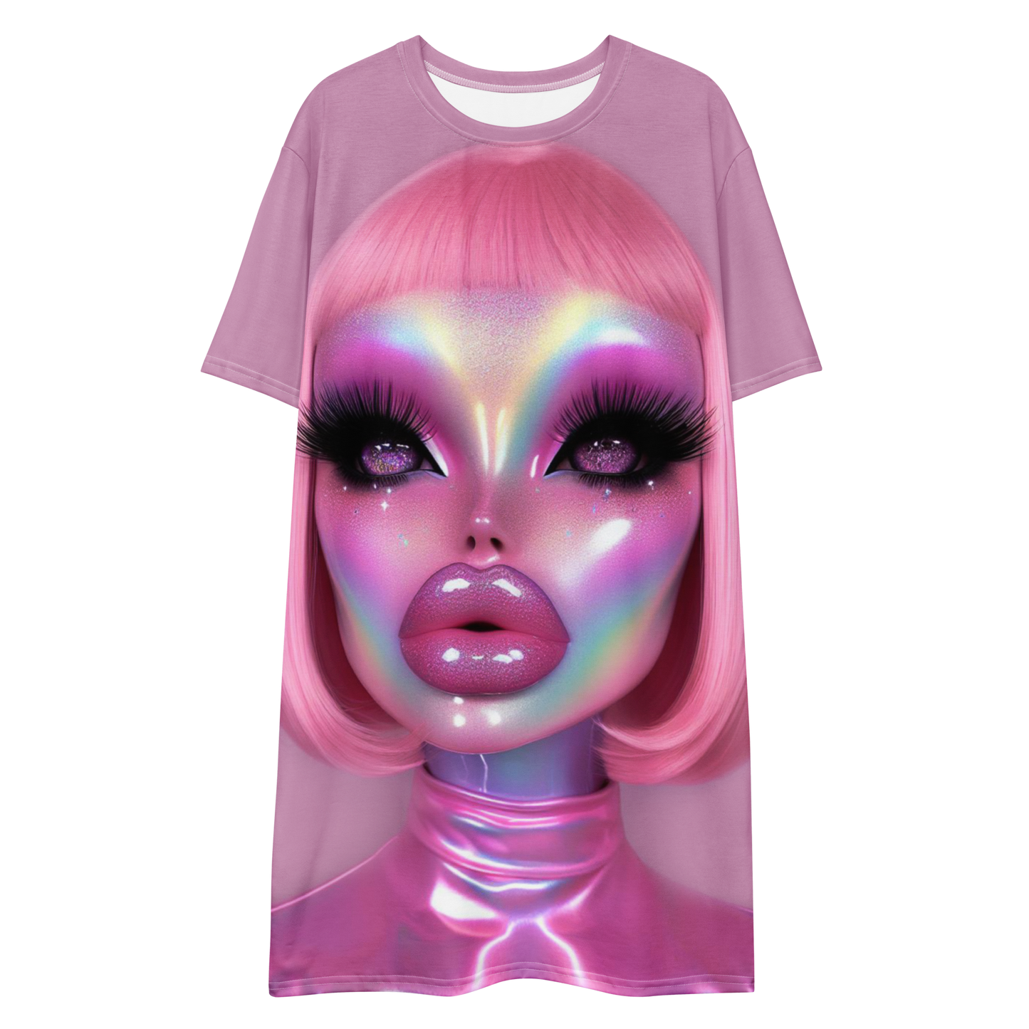 Glam Galaxy Dusky Rose T-shirt dress