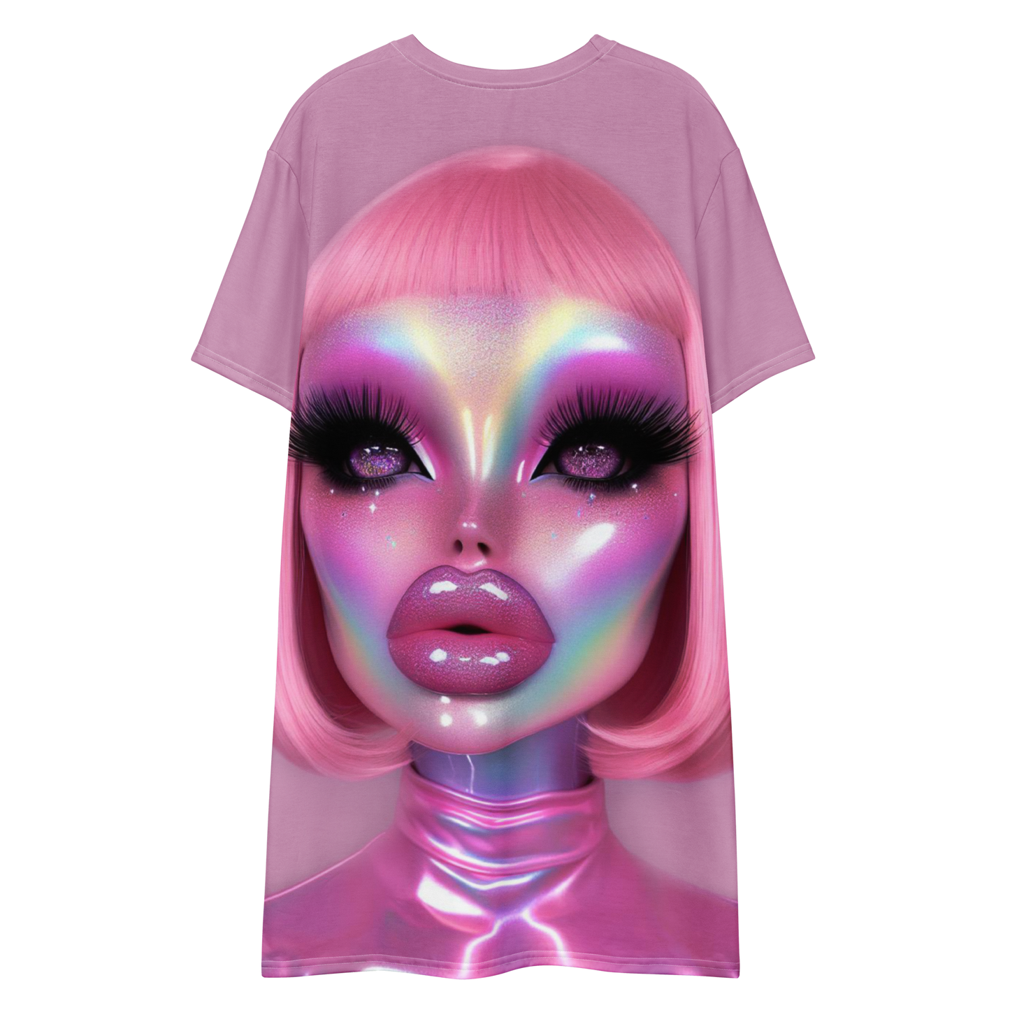Glam Galaxy Dusky Rose T-shirt dress