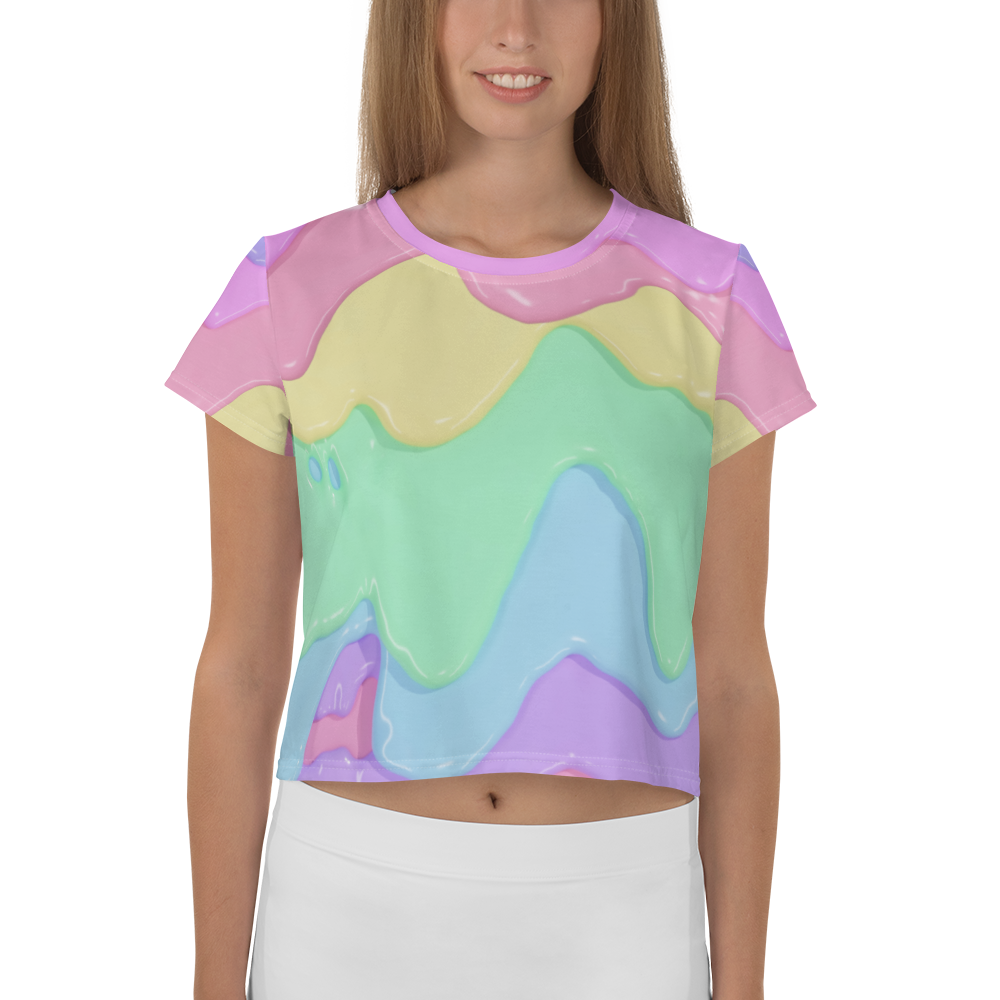 Pastel Rainbow Slime Crop Tee