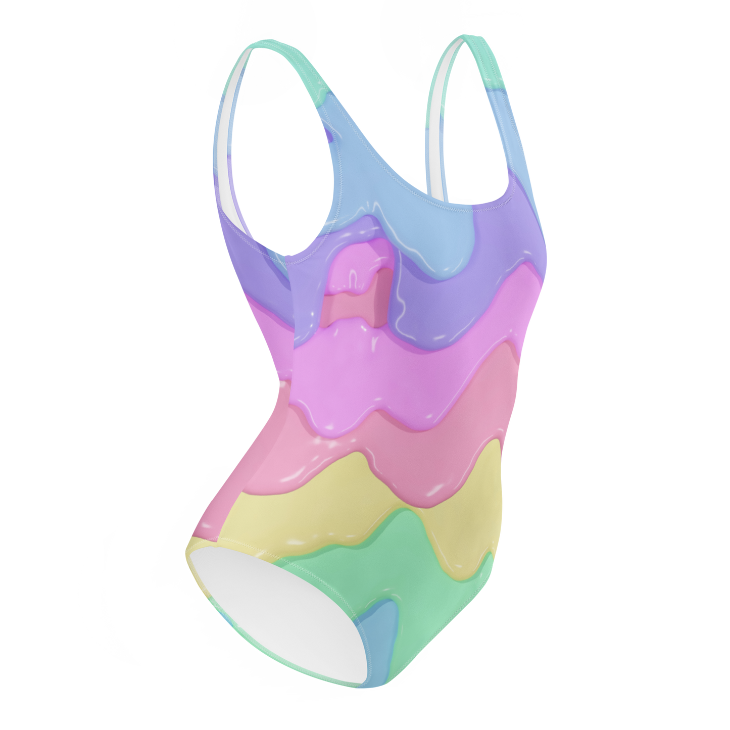 Pastel Rainbow Slime One-Piece Swimsuit