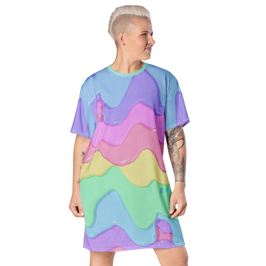 Pastel Rainbow Slime T-shirt dress